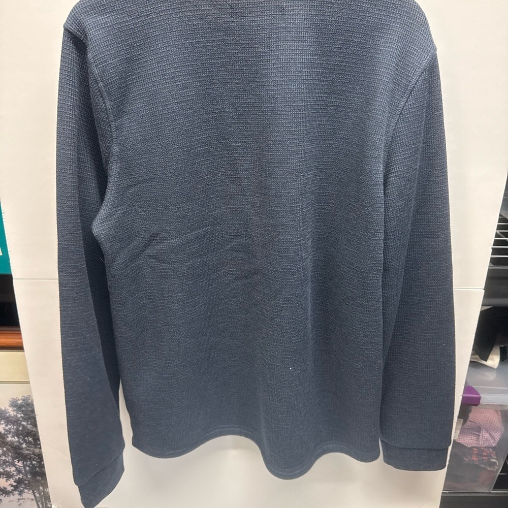 Men's Waffle-Knit Crewneck Sweater - Blue - Picture 3 of 3